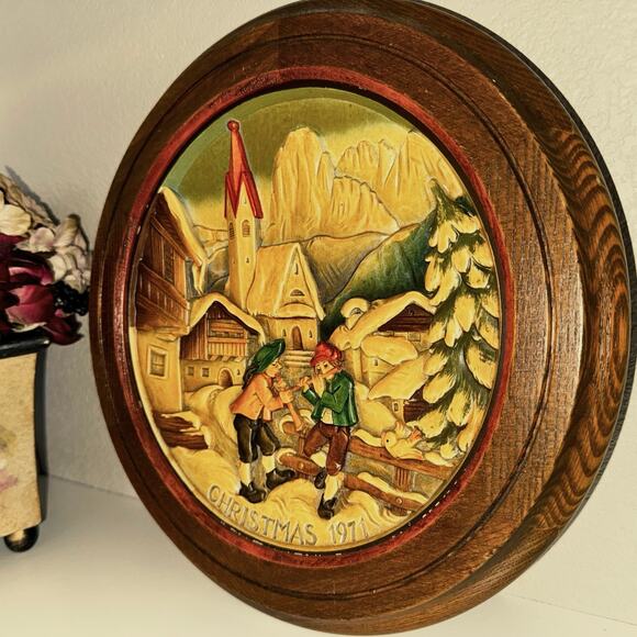 ANRI Christmas 1971 Wall Plaque • St. Jakob in Gröden • Alpine Village Art - Picture 1 of 5